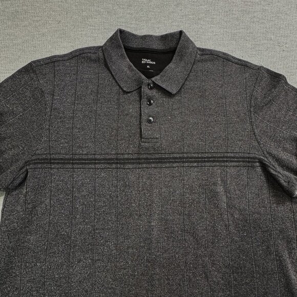 Marc Edwards Polo Shirt Long Sleeve Mens Size XL Mock Tee Charcoal Gray Stripes - Picture 3 of 12